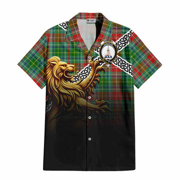 Muirhead Crest Tartan Hawaiian Shirt with Golden Lion Emblem Celtic Style Kid - Tartan Vibes Clothing
