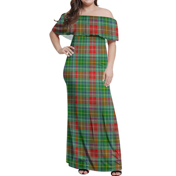Muirhead Tartan Off Shoulder Long Dress Women's Dress - Tartan Vibes Clothing