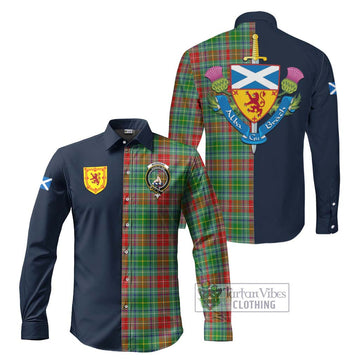 Muirhead Tartan Long Sleeve Button Shirt Alba with Scottish Lion Royal Arm Half Style Men's Shirt S - Tartan Vibes Clothing