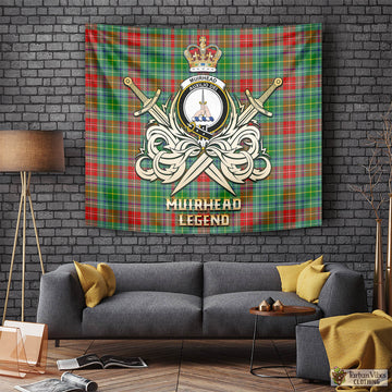 Muirhead Tartan Tapestry with Clan Crest and the Golden Sword of Courageous Legacy Tapestry - Tartan Vibes Clothing