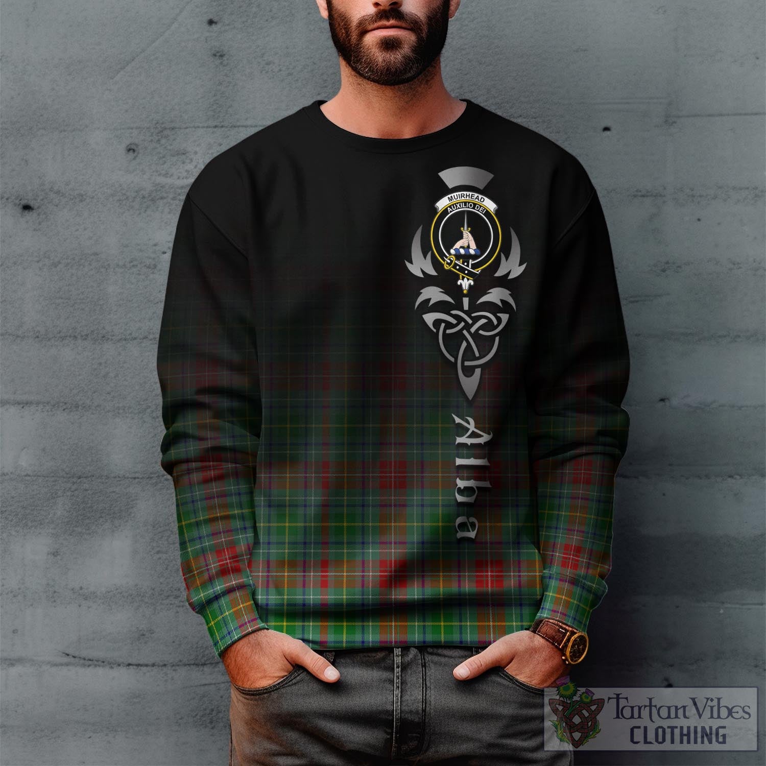 Muirhead Tartan Sweatshirt Featuring Alba Gu Brath Family Crest Celtic Inspired Unisex - Tartan Vibes Clothing