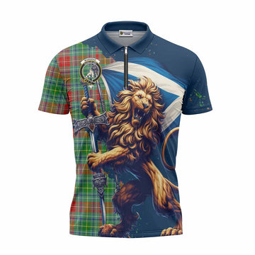 Muirhead Tartan Family Crest Zipper Polo Shirt with Scottish Majestic Lion Unisex - Tartan Vibes Clothing