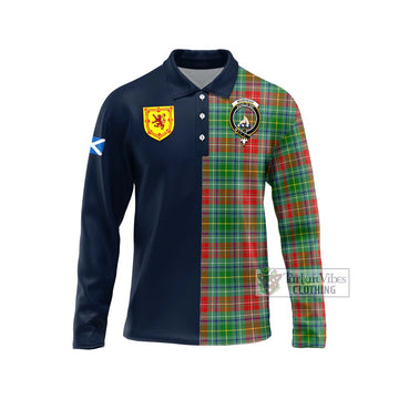 Muirhead Tartan Long Sleeve Polo Shirt Alba with Scottish Lion Royal Arm Half Style Unisex - Tartan Vibes Clothing