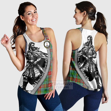 Muirhead Tartan Clan Crest Women's Racerback Tanks with Highlander Warrior Celtic Style 4XL - Tartan Vibes Clothing