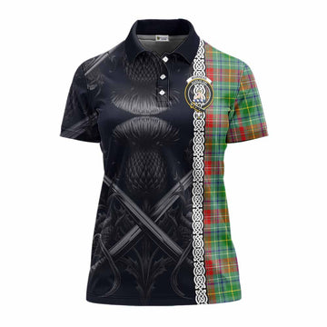 Muirhead Tartan Women's Polo Shirt with Family Crest Cross Sword Thistle Celtic Vibes Women - Tartan Vibes Clothing