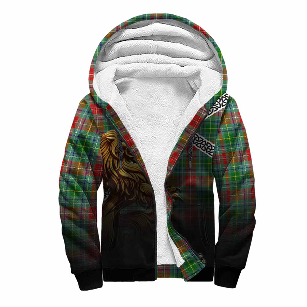 Muirhead Crest Tartan Sherpa Hoodie with Golden Lion Emblem Celtic Style Unisex S - Tartan Vibes Clothing