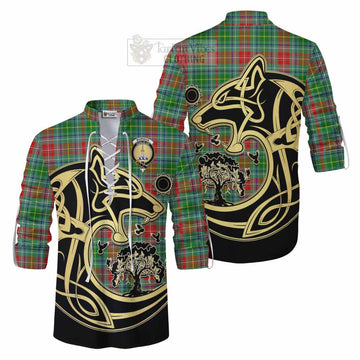 Muirhead Tartan Ghillie Kilt Shirt with Family Crest Celtic Wolf Style Men - Tartan Vibes Clothing