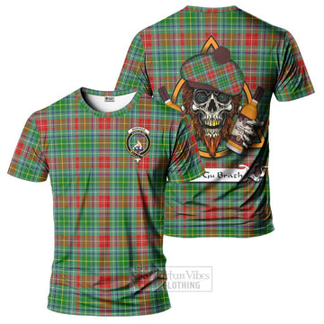 Muirhead Tartan T-Shirt with Family Crest and Bearded Skull Holding Bottles of Whiskey Kid's Shirt - Tartan Vibes Clothing