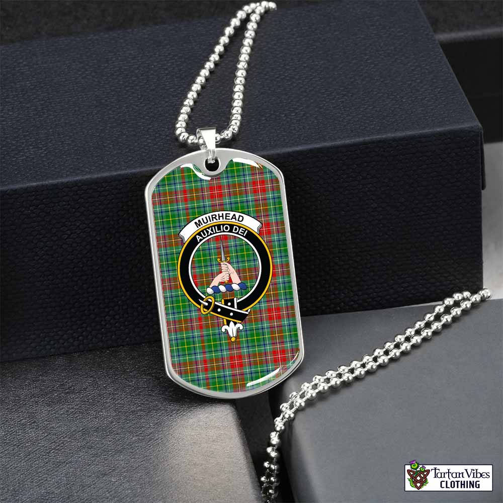 Muirhead Tartan Dog Tag Necklace with Family Crest Silver No - Tartan Vibes Clothing