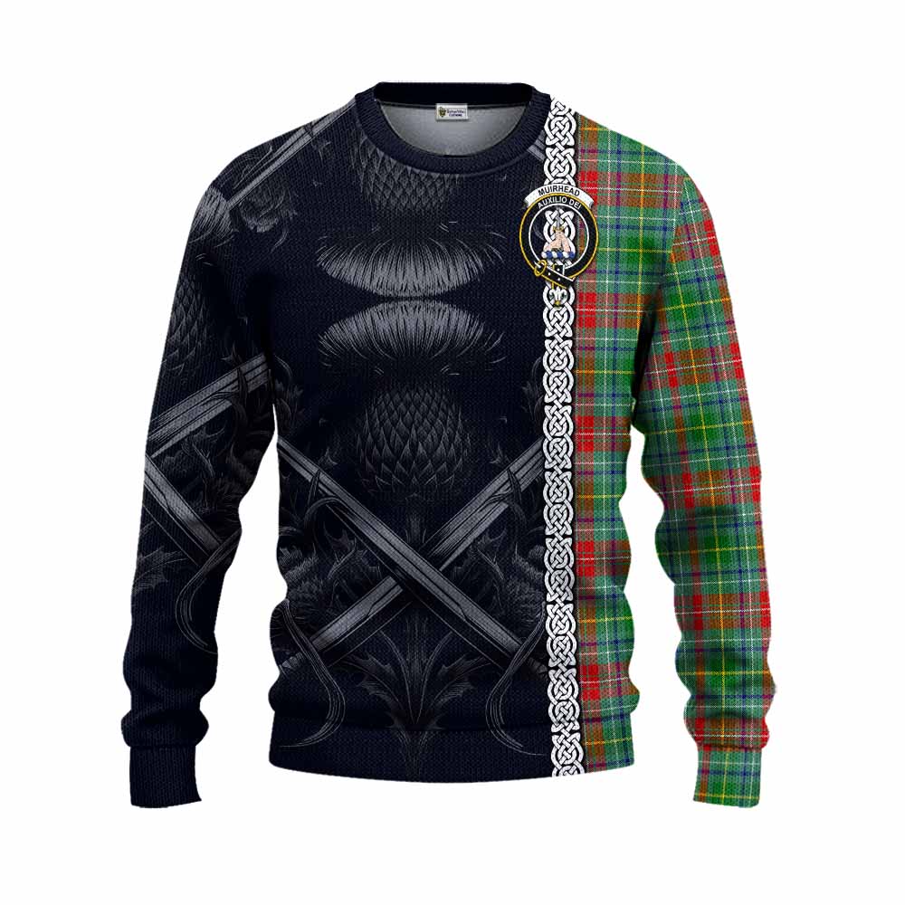 Muirhead Tartan Knitted Sweater with Family Crest Cross Sword Thistle Celtic Vibes Unisex - Tartan Vibes Clothing