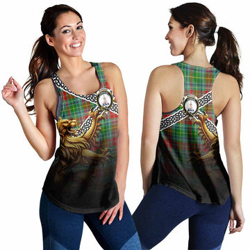 Muirhead Crest Tartan Women's Racerback Tanks with Golden Lion Emblem Celtic Style 4XL - Tartan Vibes Clothing