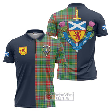 Muirhead Tartan Zipper Polo Shirt Alba with Scottish Lion Royal Arm Half Style Unisex - Tartan Vibes Clothing