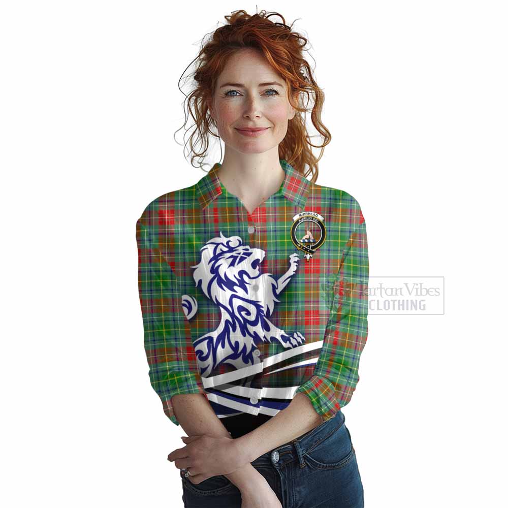 Muirhead Tartan Women's Casual Shirt with Alba Gu Brath Regal Lion Emblem Female - Tartan Vibes Clothing