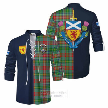 Muirhead Tartan Ghillie Kilt Shirt Alba with Scottish Lion Royal Arm Half Style Men - Tartan Vibes Clothing