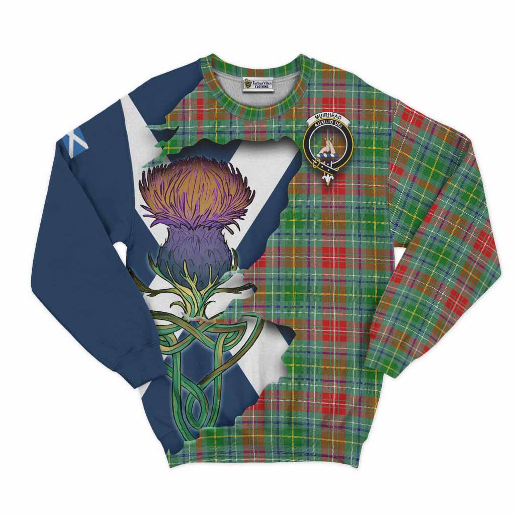 Tartan Vibes Clothing Muirhead Tartan Family Crest Sweatshirt Scottish Thistle Celtic Inspired