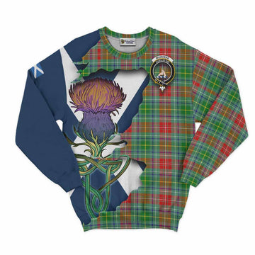 Tartan Vibes Clothing Muirhead Tartan Family Crest Sweatshirt Scottish Thistle Celtic Inspired