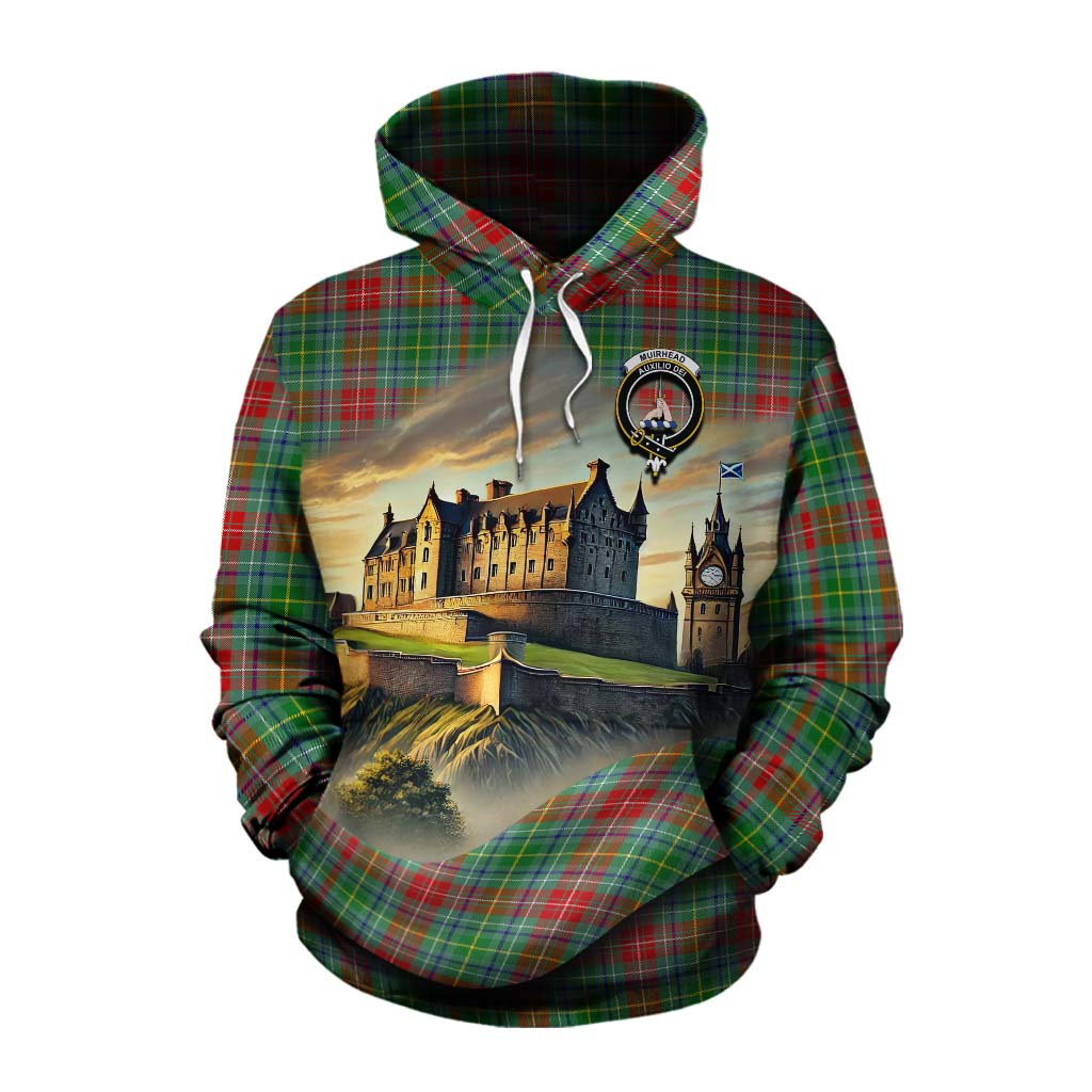 Muirhead Tartan Family Crest Cotton Hoodie with Scottish Ancient Castle Style Pullover Hoodie XS - Tartan Vibes Clothing