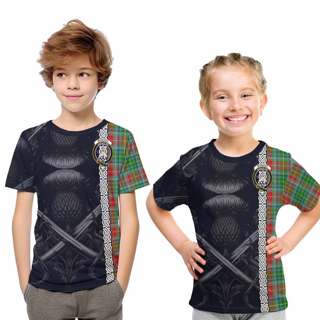 Muirhead Tartan Kid T-Shirt with Family Crest Cross Sword Thistle Celtic Vibes Youth XL Size14 - Tartan Vibes Clothing