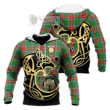 Muirhead Tartan Knitted Hoodie with Family Crest Celtic Wolf Style Unisex Knitted Pullover Hoodie - Tartan Vibes Clothing
