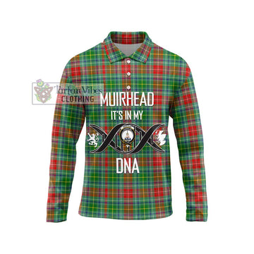 Muirhead Tartan Long Sleeve Polo Shirt with Family Crest DNA In Me Style Unisex - Tartan Vibes Clothing