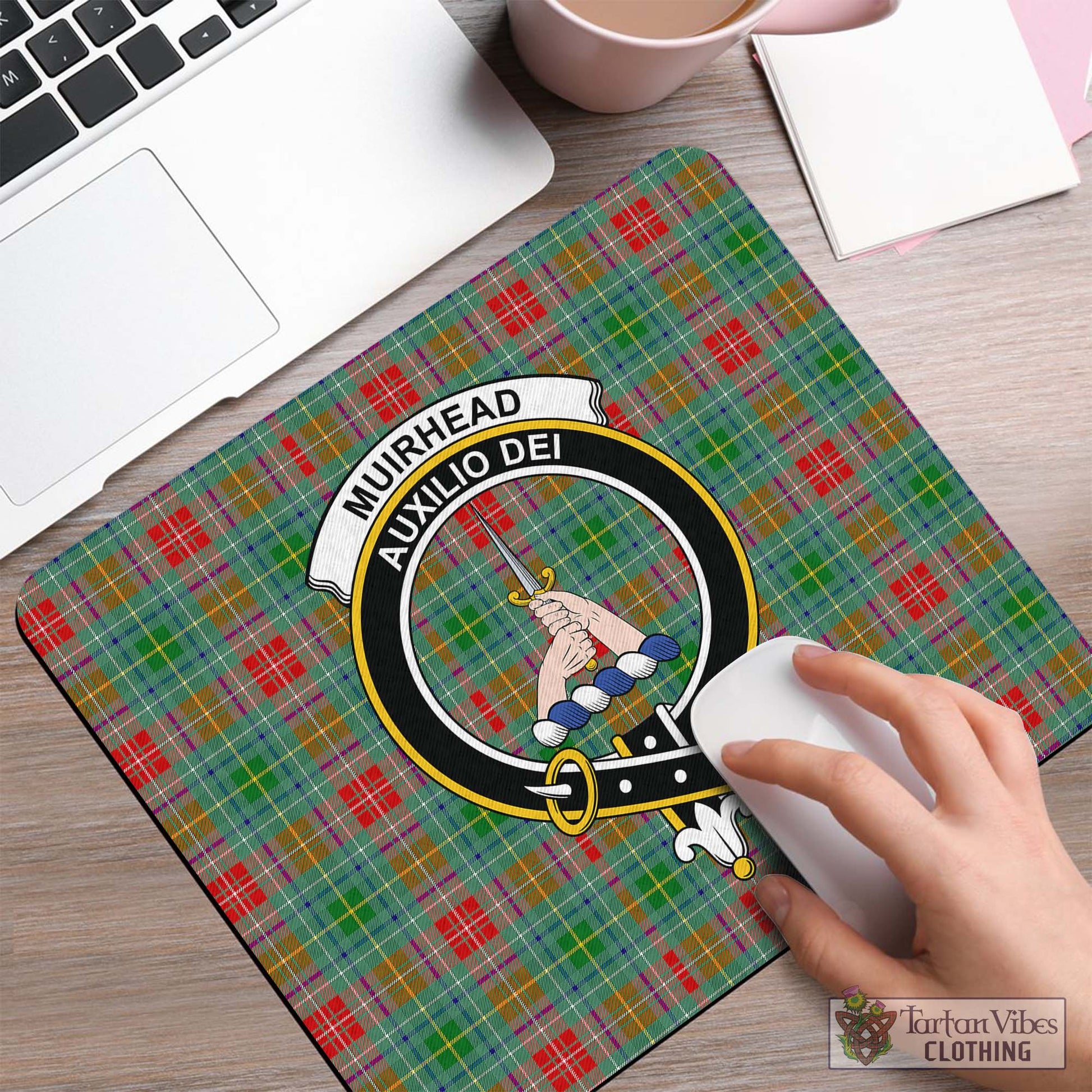 Tartan Vibes Clothing Muirhead Tartan Mouse Pad with Family Crest