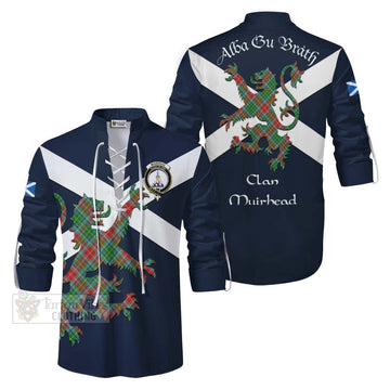 Muirhead Tartan Lion Rampant Ghillie Kilt Shirt Proudly Display Your Heritage with Alba Gu Brath and Clan Name Men - Tartan Vibes Clothing