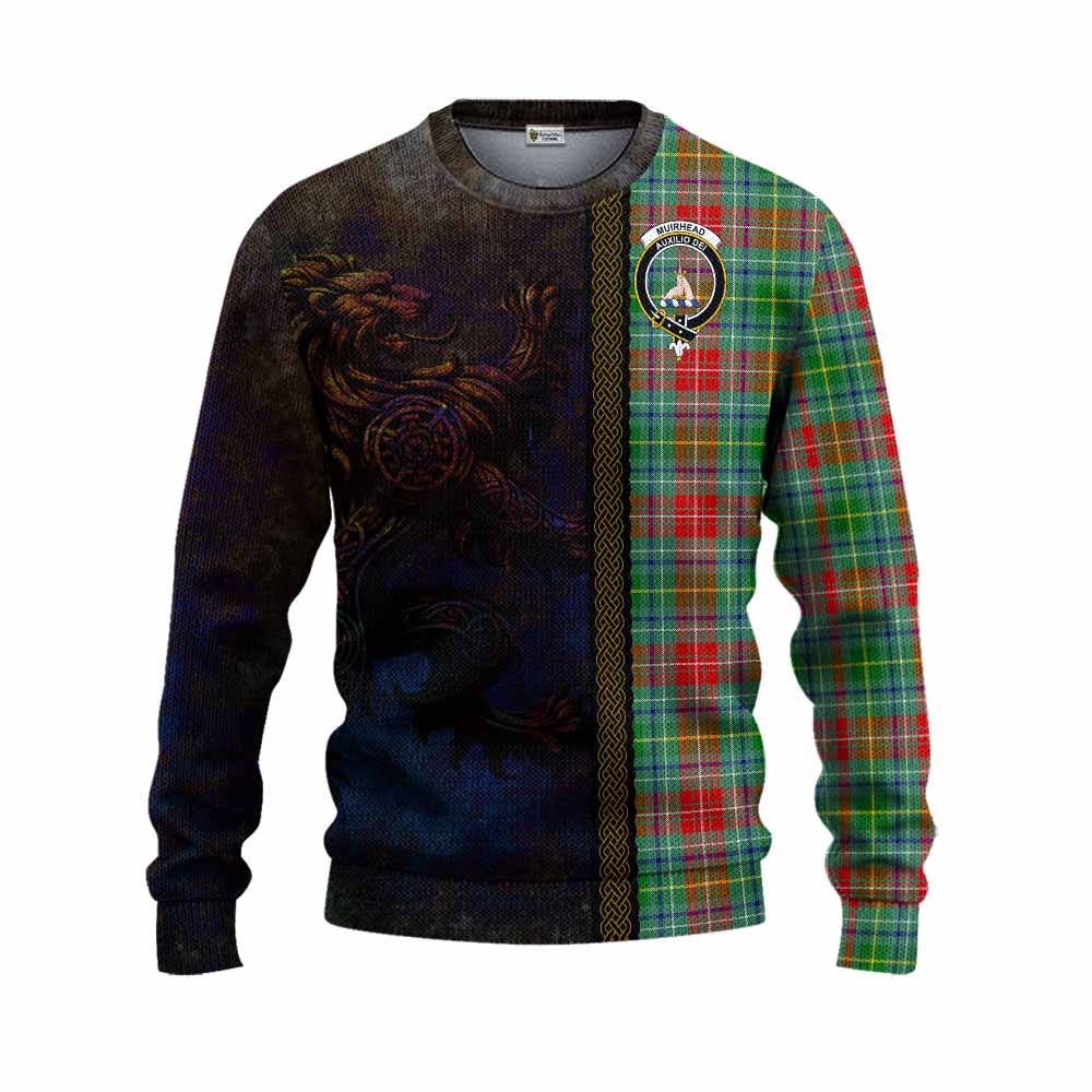 Tartan Vibes Clothing Muirhead Tartan Family Crest Knitted Sweater Alba Gu Brath Be Brave Lion Ancient Style