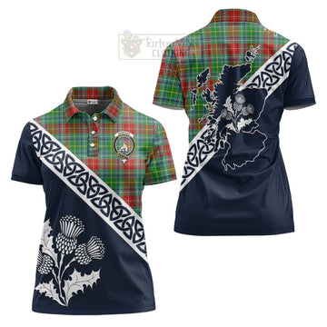 Muirhead Tartan Women's Polo Shirt Featuring Thistle and Scotland Map Women - Tartanvibesclothing Store