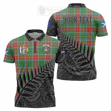 Muirhead Crest Tartan Zipper Polo Shirt with New Zealand Silver Fern Half Style Unisex - Tartan Vibes Clothing