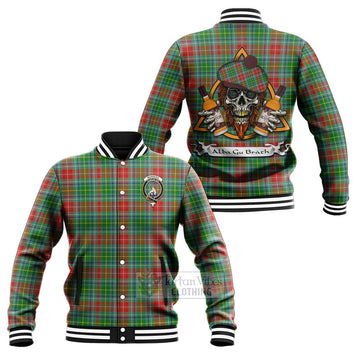 Muirhead Tartan Baseball Jacket with Family Crest and Bearded Skull Holding Bottles of Whiskey Unisex - Tartan Vibes Clothing