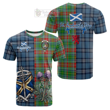 Muirhead Tartan Cotton T-shirt Happy St. Andrew's Day Half Tartan Style Kid's Shirt - Tartan Vibes Clothing