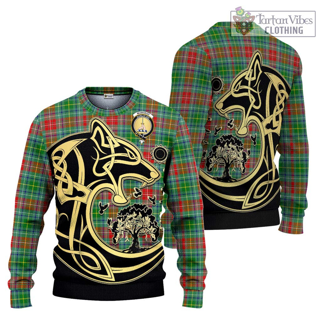 Muirhead Tartan Ugly Sweater with Family Crest Celtic Wolf Style Unisex - Tartan Vibes Clothing