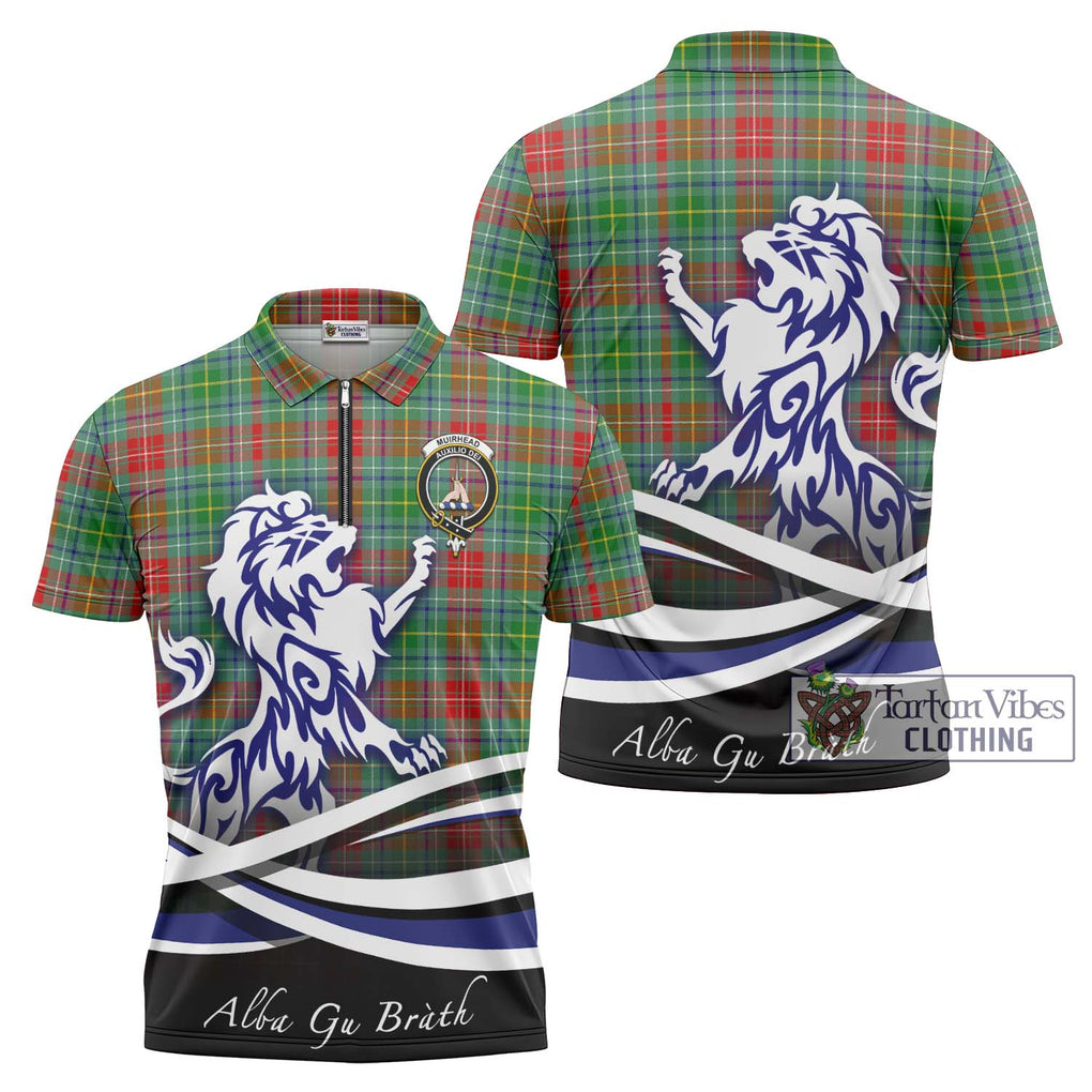 Muirhead Tartan Zipper Polo Shirt with Alba Gu Brath Regal Lion Emblem Unisex - Tartan Vibes Clothing