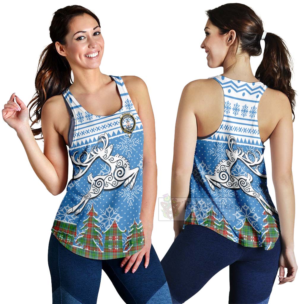 Muirhead Clan Christmas Women's Racerback Tanks Celtic Reindeer Style 4XL - Tartan Vibes Clothing