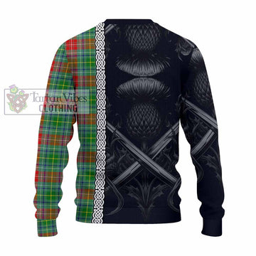 Muirhead Tartan Knitted Sweater with Family Crest Cross Sword Thistle Celtic Vibes - Tartan Vibes Clothing