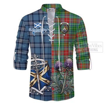 Muirhead Tartan Ghillie Kilt Shirt Happy St. Andrew's Day Half Tartan Style - Tartan Vibes Clothing