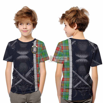 Muirhead Tartan Kid T-Shirt with Family Crest Cross Sword Thistle Celtic Vibes - Tartan Vibes Clothing