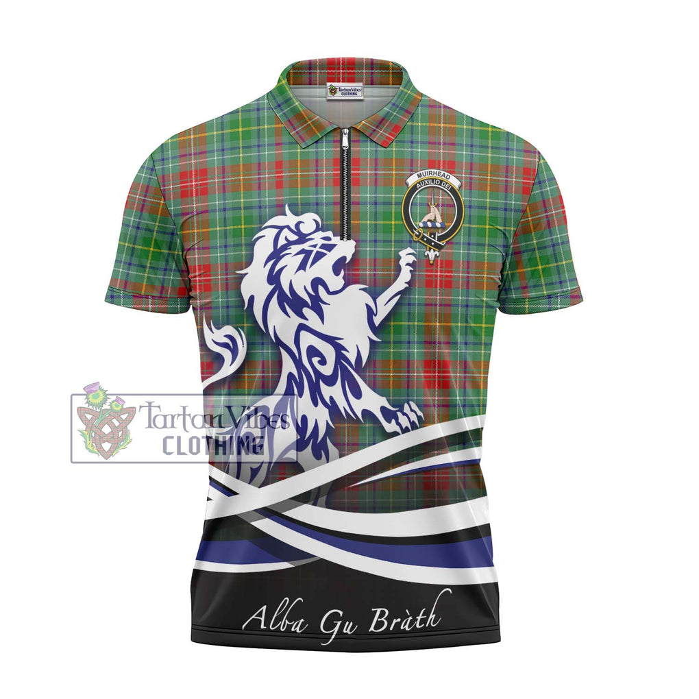 Muirhead Tartan Zipper Polo Shirt with Alba Gu Brath Regal Lion Emblem - Tartan Vibes Clothing