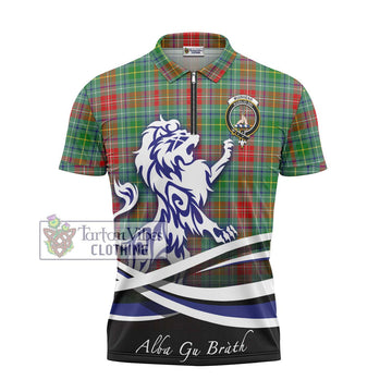 Muirhead Tartan Zipper Polo Shirt with Alba Gu Brath Regal Lion Emblem - Tartan Vibes Clothing