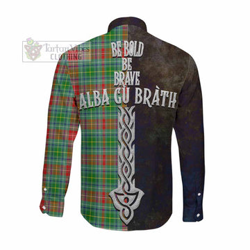 Muirhead Tartan Family Crest Long Sleeve Button Shirt Alba Gu Brath Be Brave Lion Ancient Style