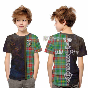 Muirhead Tartan Family Crest Kid T-Shirt Alba Gu Brath Be Brave Lion Ancient Style