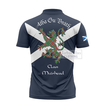 Muirhead Tartan Lion Rampant Zipper Polo Shirt Proudly Display Your Heritage with Alba Gu Brath and Clan Name - Tartan Vibes Clothing