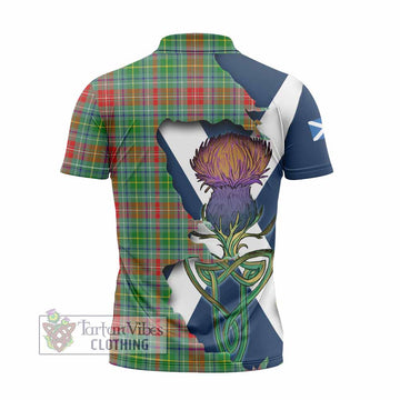 Tartan Vibes Clothing Muirhead Tartan Family Crest Zipper Polo Shirt Scottish Thistle Celtic Inspired