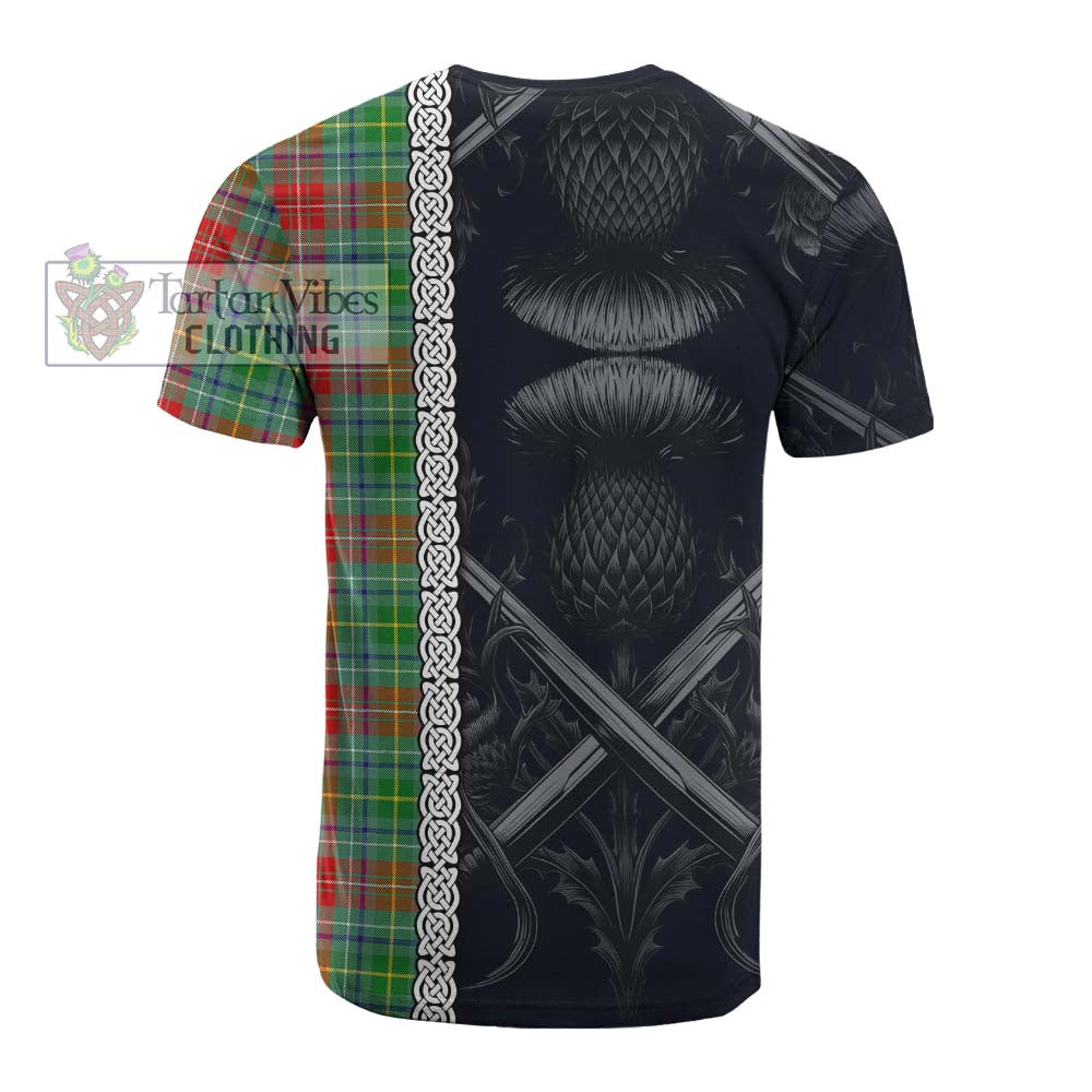 Muirhead Tartan Cotton T-shirt with Family Crest Cross Sword Thistle Celtic Vibes - Tartan Vibes Clothing