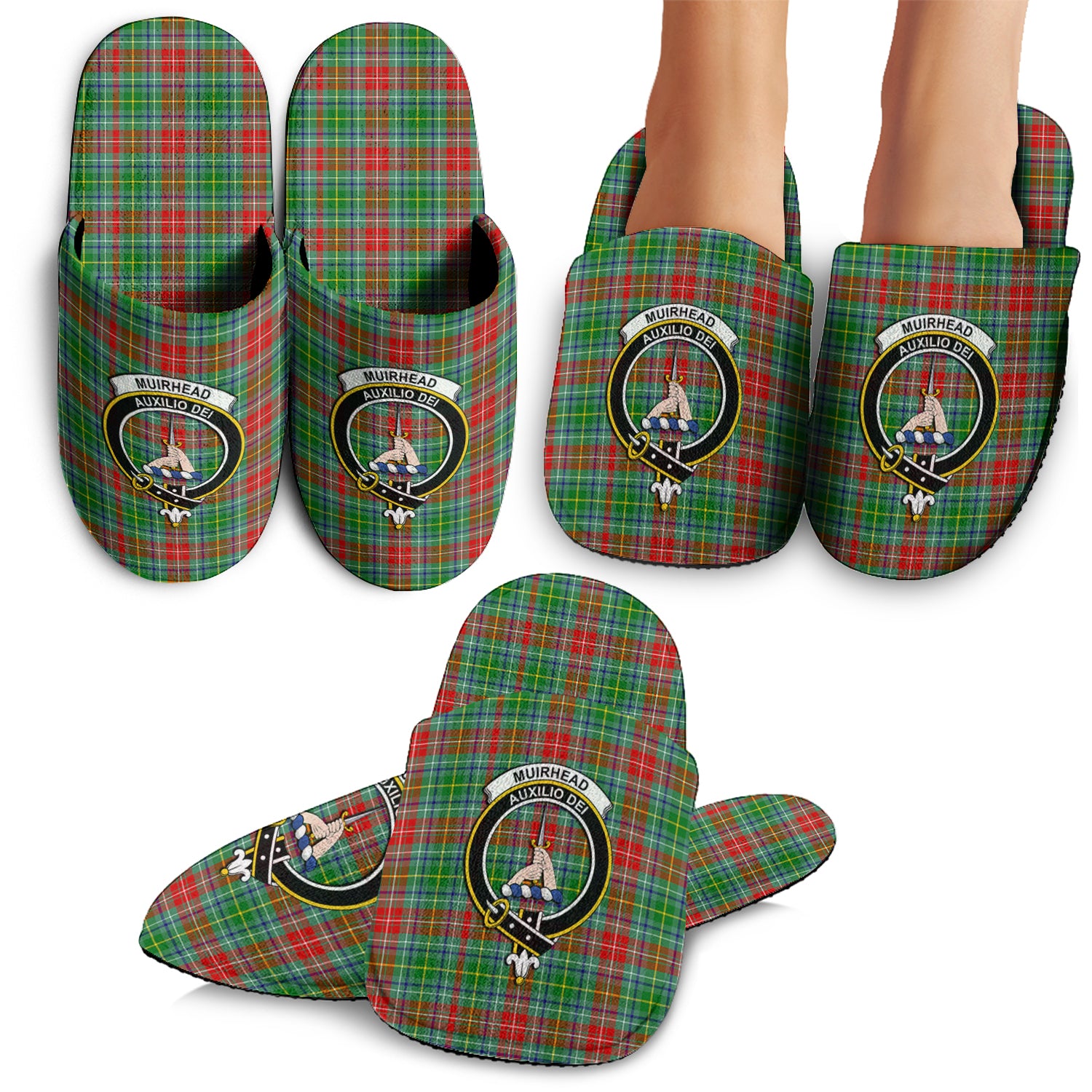 Muirhead Tartan Home Slippers with Family Crest - Tartanvibesclothing Shop