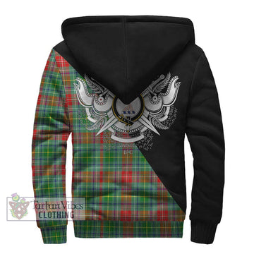 Muirhead Tartan Sherpa Hoodie with Family Crest and Military Logo Style - Tartan Vibes Clothing