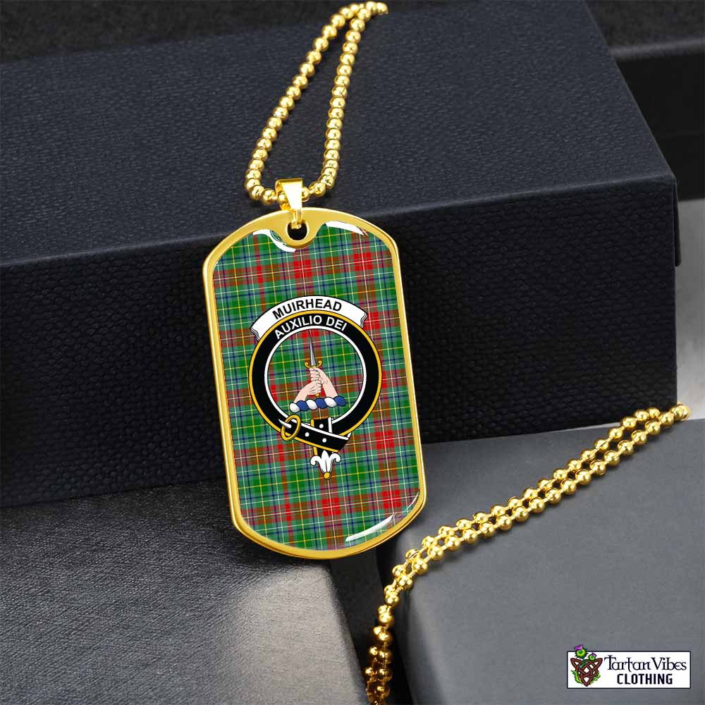 Muirhead Tartan Dog Tag Necklace with Family Crest Gold No - Tartan Vibes Clothing