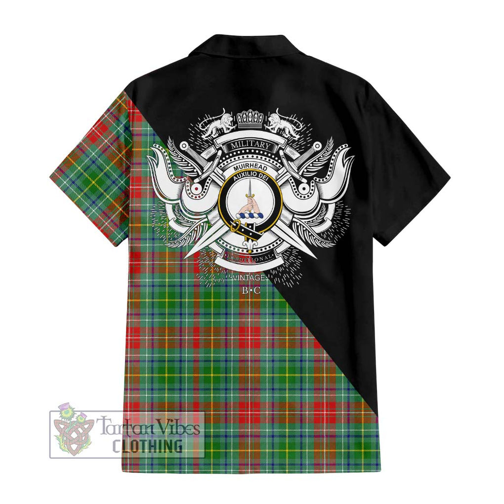 Muirhead Tartan Hawaiian Shirt with Family Crest and Military Logo Style - Tartan Vibes Clothing