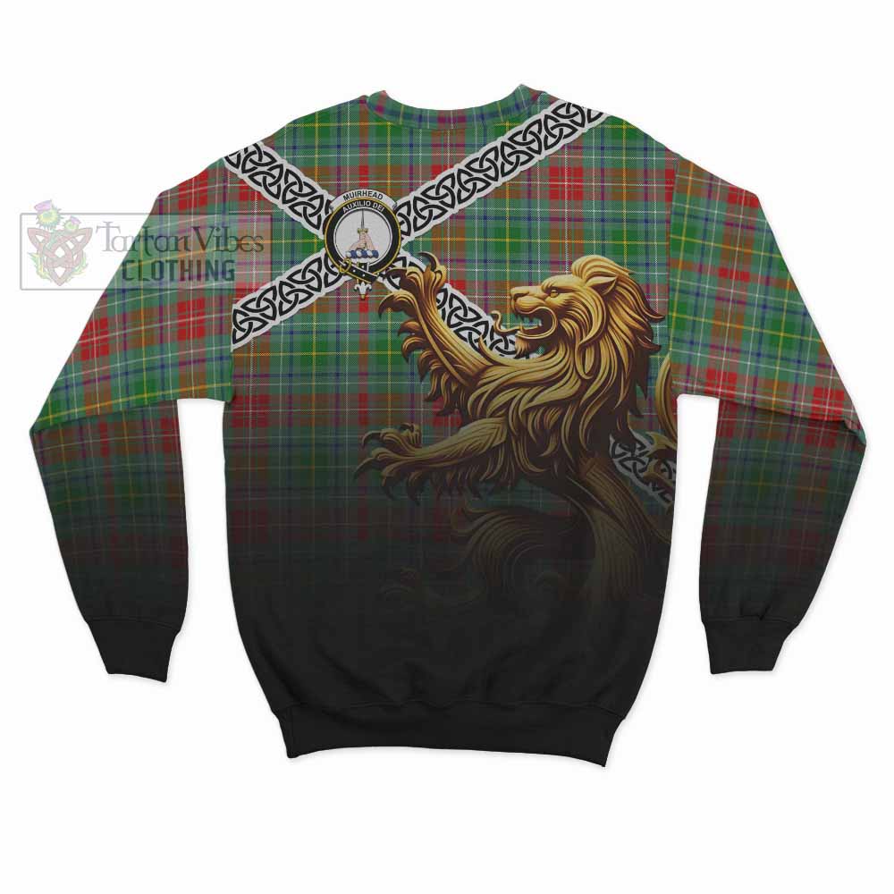 Muirhead Crest Tartan Sweatshirt with Golden Lion Emblem Celtic Style - Tartan Vibes Clothing