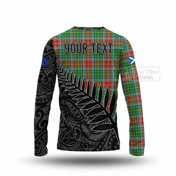 Muirhead Crest Tartan Long Sleeve T-Shirt with New Zealand Silver Fern Half Style - Tartan Vibes Clothing
